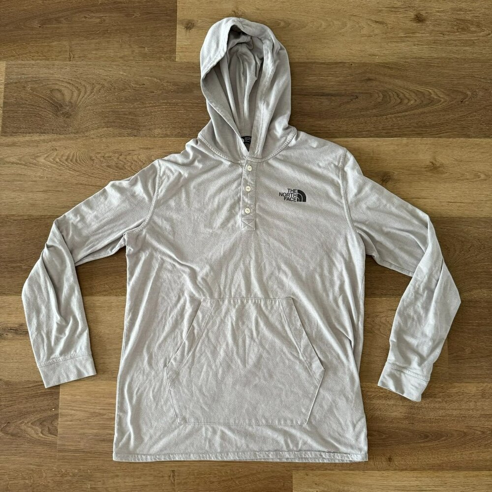 The North face mens lightweight hooded sweatshirt light gray L button up hoodie